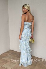 Eva Floral Chiffon Ruffle Maxi Dress