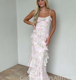 Eva Floral Chiffon Ruffle Maxi Dress