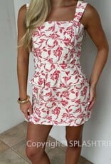 Floral Jacquard Pocket Flaps Mini Dress