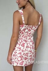 Floral Jacquard Pocket Flaps Mini Dress