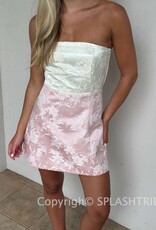 Tiffany Strapless Colorblock Floral Jacquard Mini Dress