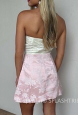 Tiffany Strapless Colorblock Floral Jacquard Mini Dress
