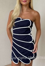 Strapless Mini Dress w/ Overlapped Scallop Panels