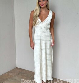 Cameron Satin Polka Dot Maxi Dress