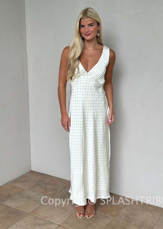 Cameron Satin Polka Dot Maxi Dress