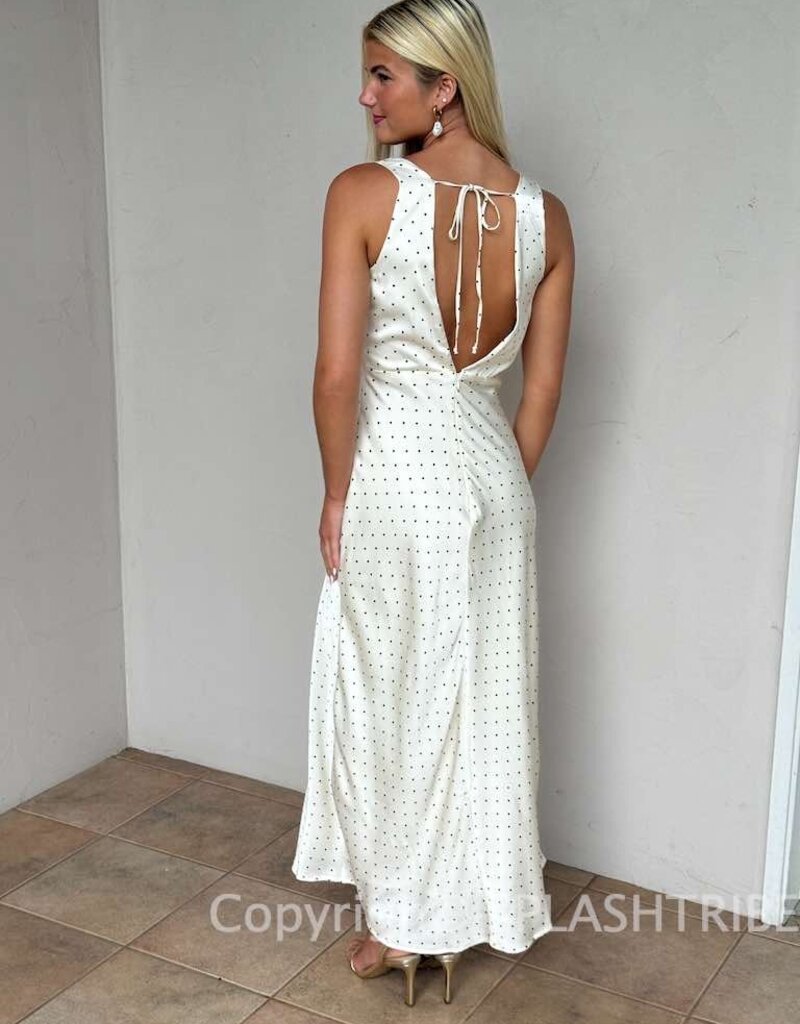 Cameron Satin Polka Dot Maxi Dress