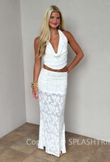 Plunge Cowl Neck Top Maxi Skirt Set