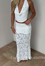 Plunge Cowl Neck Top Maxi Skirt Set