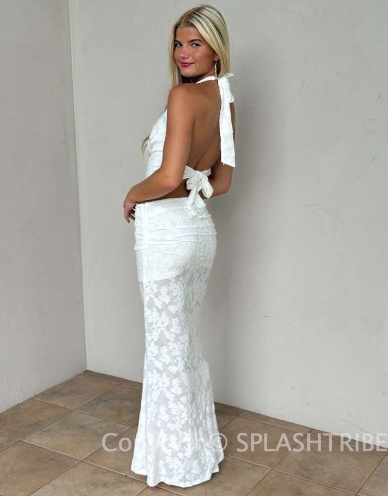 Plunge Cowl Neck Top Maxi Skirt Set