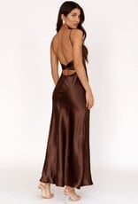Satin Ruched Bust Twist Back Maxi Dress