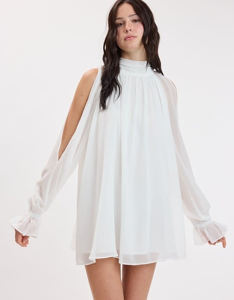 Celine Chiffon Long Sleeve Flowy Mini Dress
