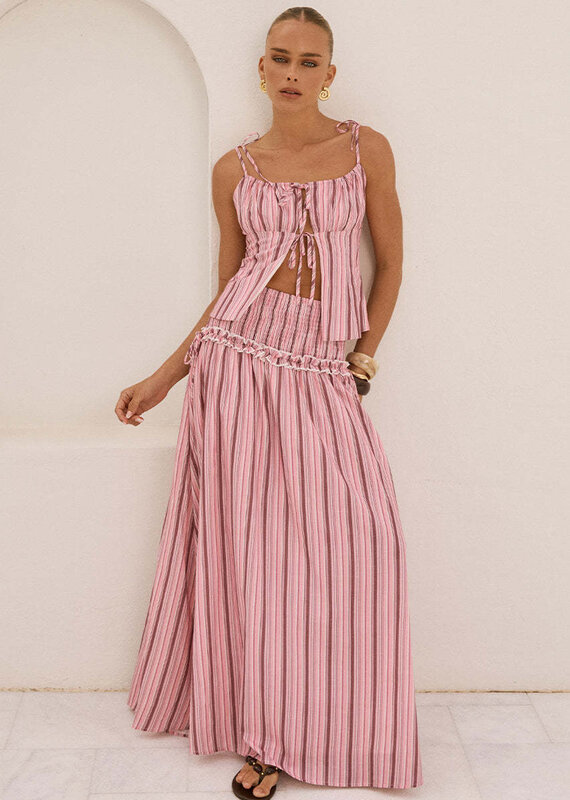 Maree Shirred Drop Waist Maxi Skirt