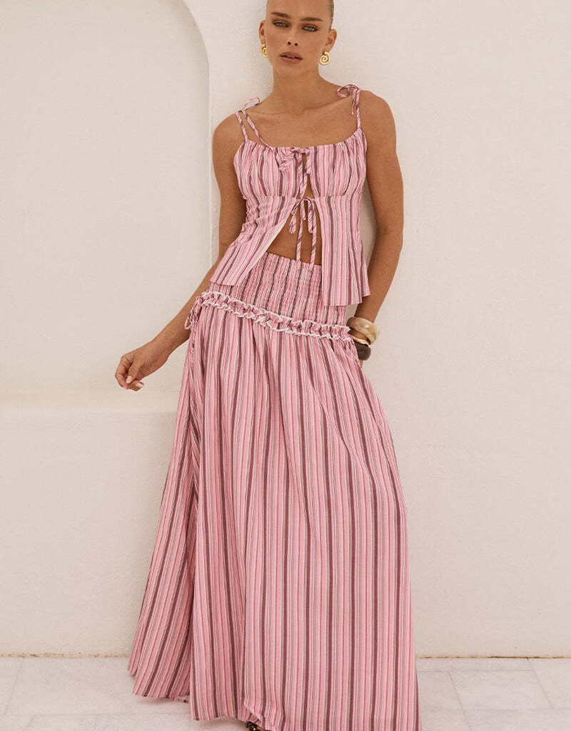 Maree Shirred Drop Waist Maxi Skirt