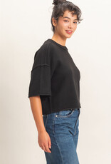 Exposed Seam Short Sleeve Knit Top