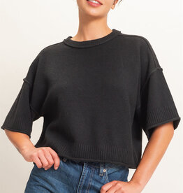 Exposed Seam Short Sleeve Knit Top