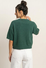 Exposed Seam Short Sleeve Knit Top