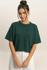 Exposed Seam Short Sleeve Knit Top