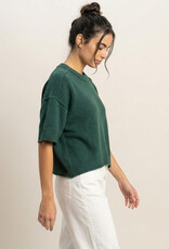 Exposed Seam Short Sleeve Knit Top