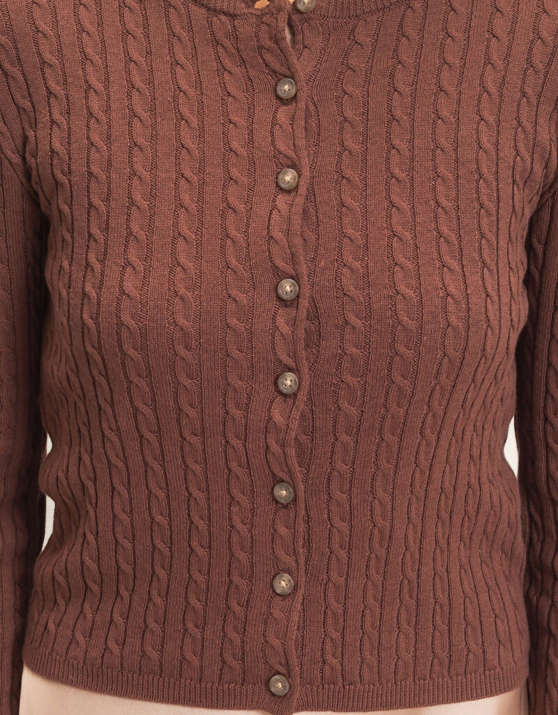 Cable Long Sleeve Buttoned Cardigan