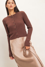 Cable Long Sleeve Buttoned Cardigan