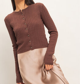 Cable Long Sleeve Buttoned Cardigan