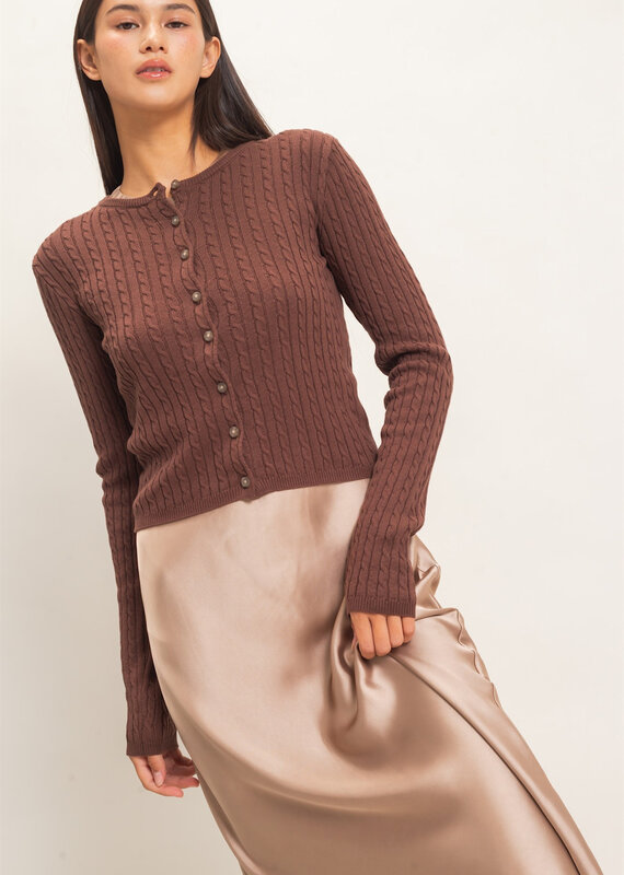 Cable Long Sleeve Buttoned Cardigan
