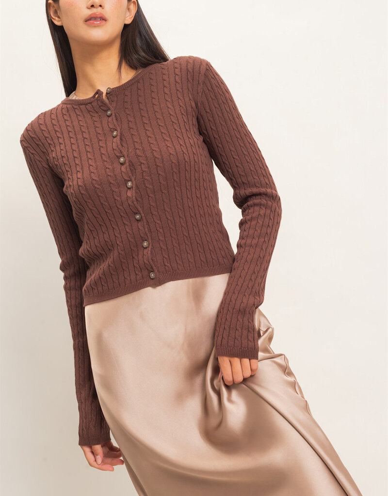 Cable Long Sleeve Buttoned Cardigan