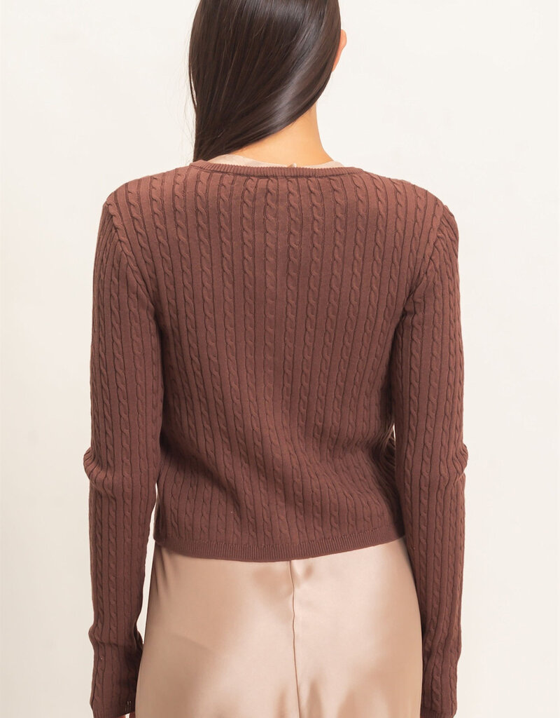 Cable Long Sleeve Buttoned Cardigan