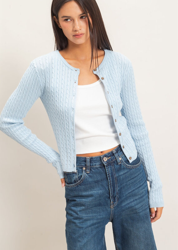 Cable Long Sleeve Buttoned Cardigan