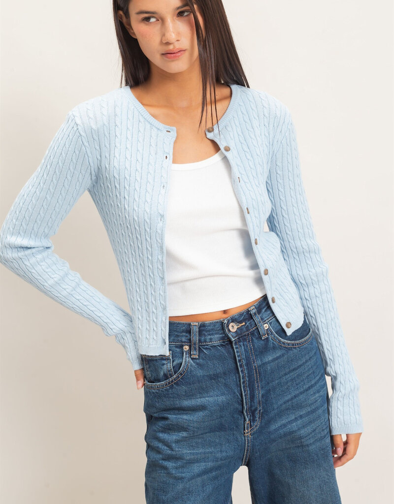 Cable Long Sleeve Buttoned Cardigan
