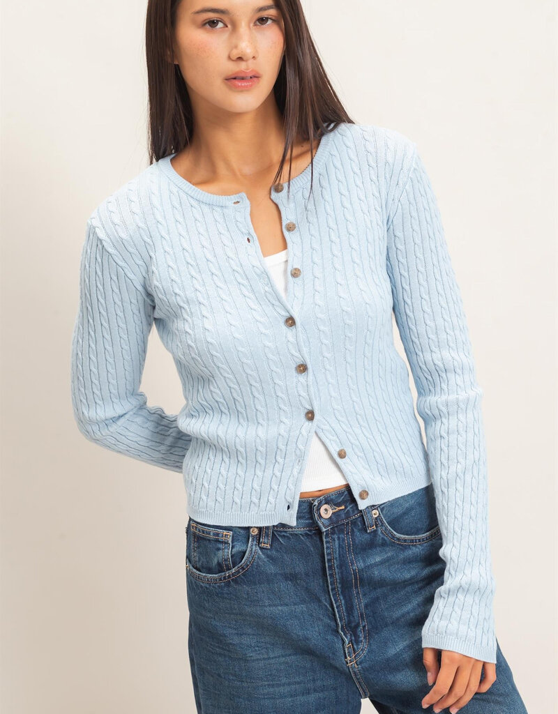 Cable Long Sleeve Buttoned Cardigan