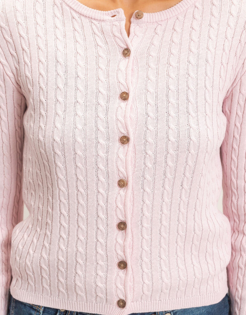 Cable Long Sleeve Buttoned Cardigan