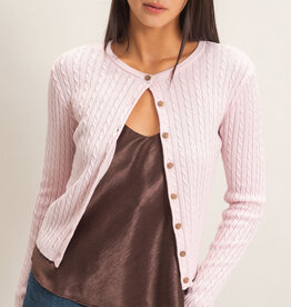 Cable Long Sleeve Buttoned Cardigan