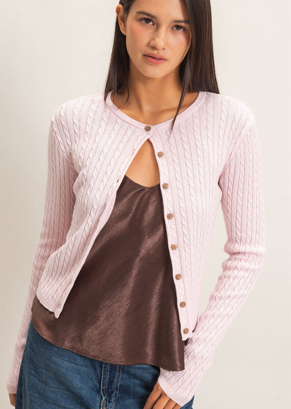 Cable Long Sleeve Buttoned Cardigan
