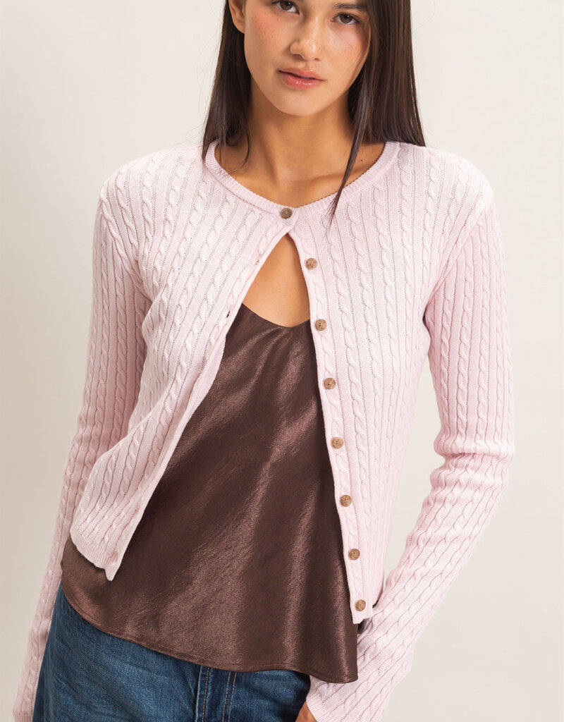 Cable Long Sleeve Buttoned Cardigan