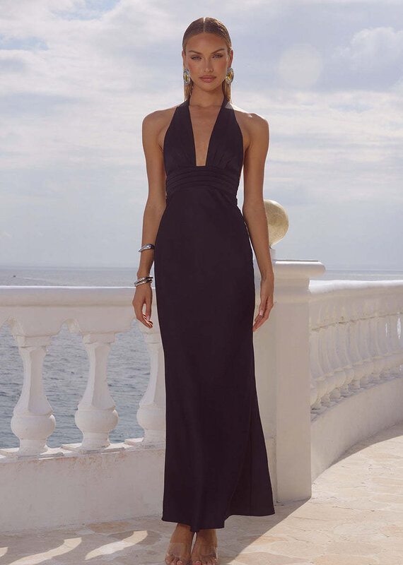 Sylvie Plunge V Neck Maxi Dress