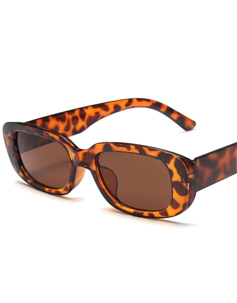 Small Frame Square Sunglasses Leopard Brown