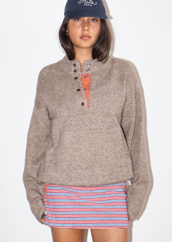 Two Tone Snap Collar Sweater
