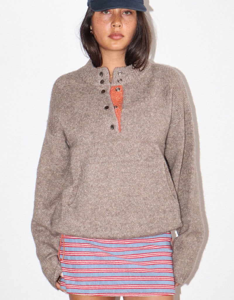 Two Tone Snap Collar Sweater