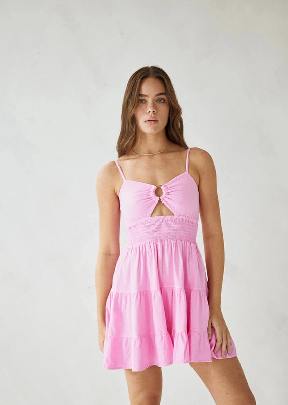 Kattia Ring Detail Ruched Waist Mini Dress