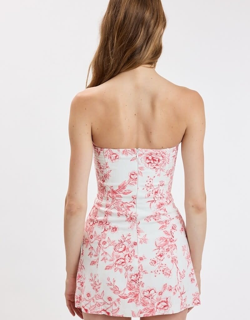 Camille Floral Strapless Mini Dress