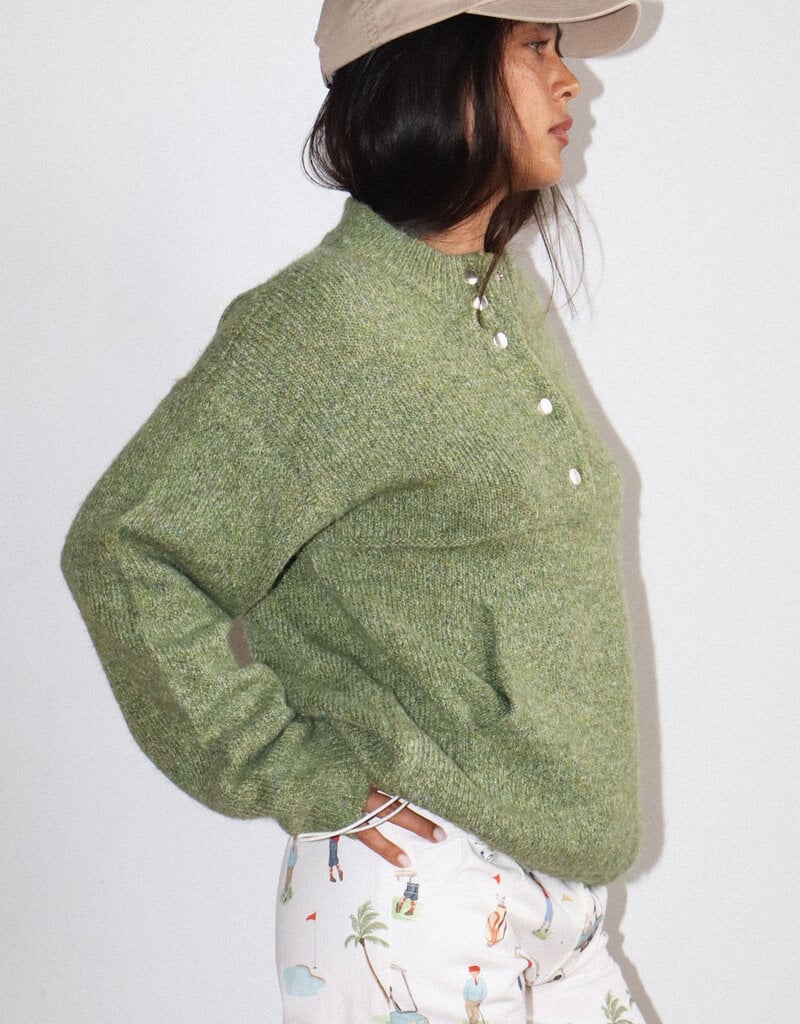 Two Tone Snap Collar Sweater
