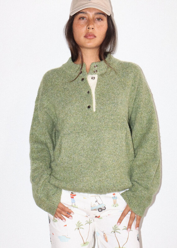 Two Tone Snap Collar Sweater