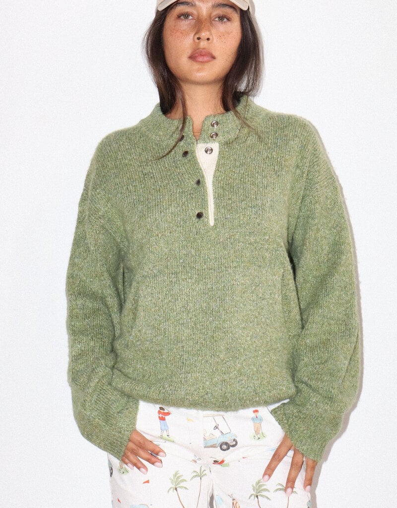 Two Tone Snap Collar Sweater