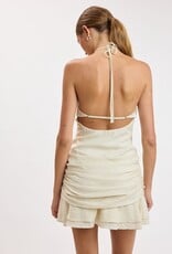 Cara Cowl Halter Mini Dress With Broche Detail