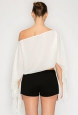 Shea Sheer One Shoulder Drape Crop Top