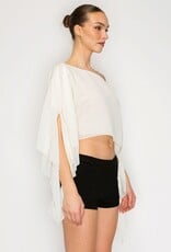 Shea Sheer One Shoulder Drape Crop Top