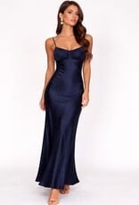 Satin Ruched Bust Twist Back Maxi Dress
