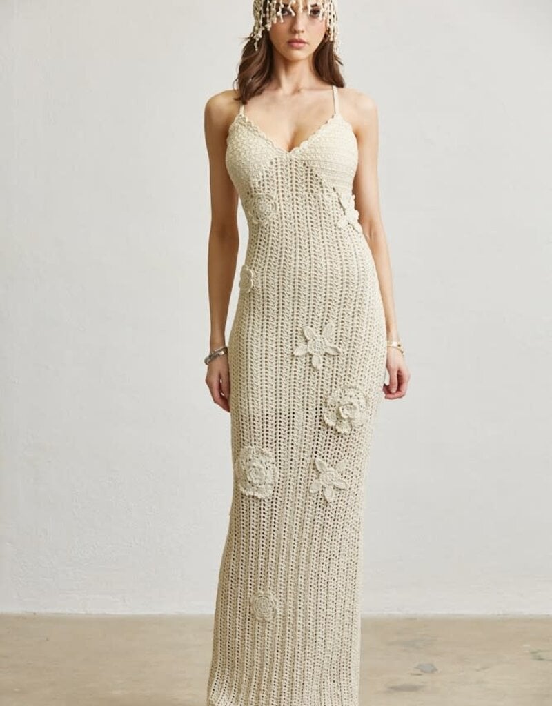 Delia Crochet Applique Maxi Dress