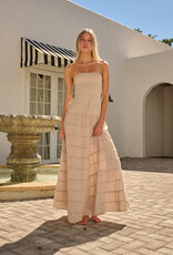 Rosaline Strapless Frayed Textured Maxi Dress